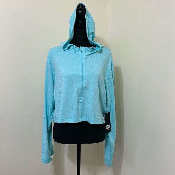 90 DEGREE BY REFLEX nwt Half Zip Pullover Hoodie Htr Aruba Blue. XXL - Picture 4 of 16